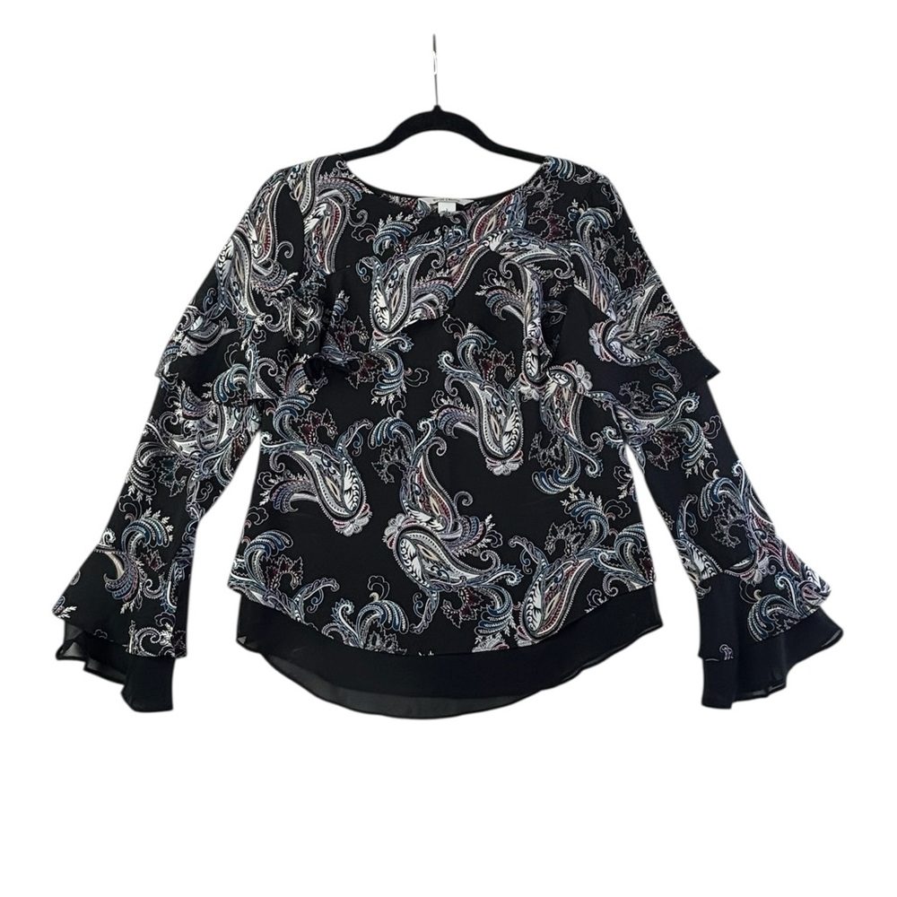 White House Black Market Black Paisley Blouse